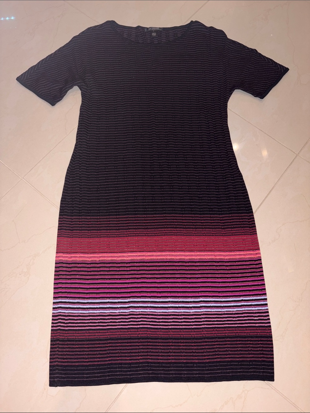 Nwot St. John striped Knit Sheath Dress-sz 8